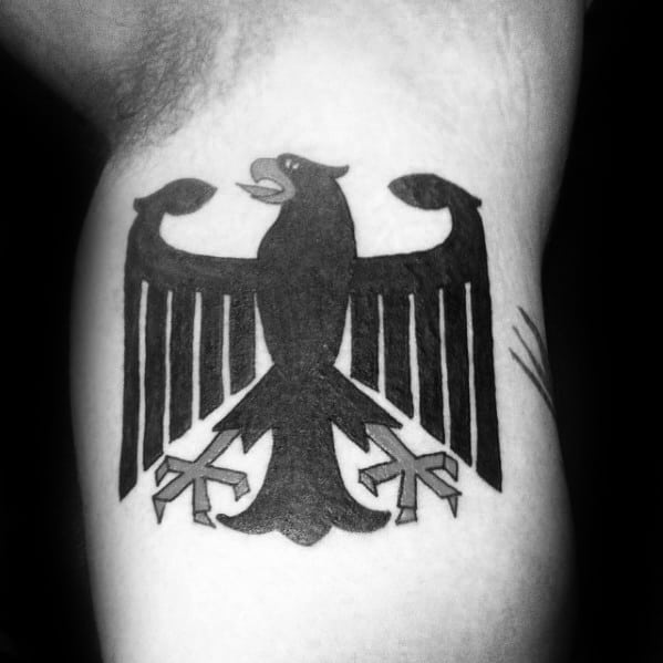 Mens Inner Arm Bicep Black And Grey German Eagle Tattoo Designs