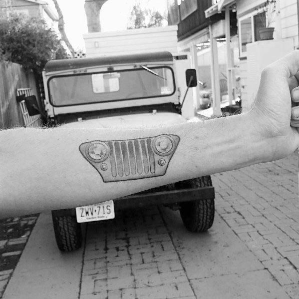 Mens Inner Forearm Jeep Grille Tattoo
