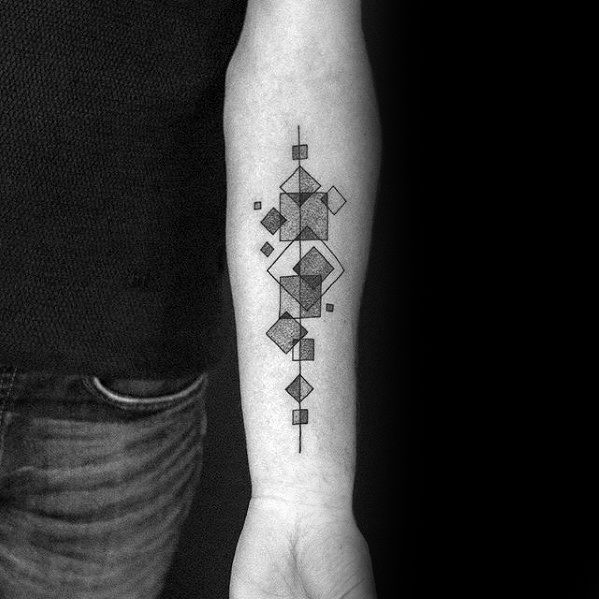 Mens Inner Forearm Simple Geometrical Shapes Tattoo Designs