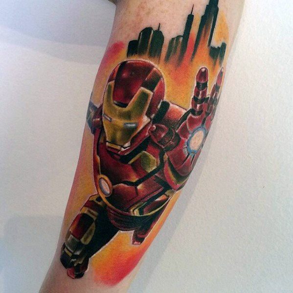 Mens Iron Man Forearm Tattoo Design Ideas
