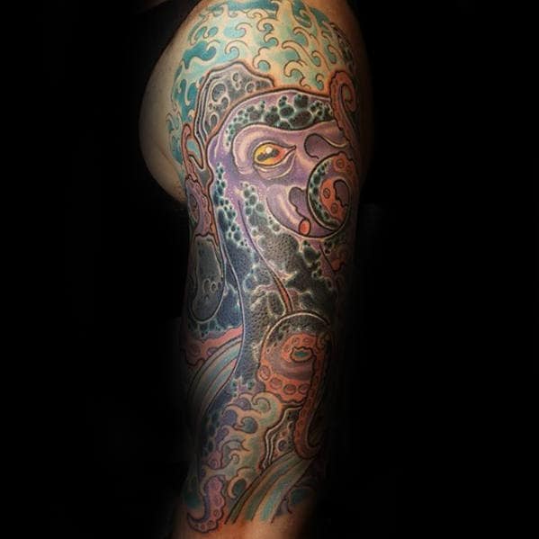 Mens Japanese Half Sleeve Octopus Tattoo Designs