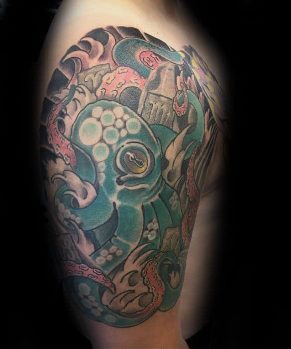 Mens Japanese Octopus Arm Tattoo
