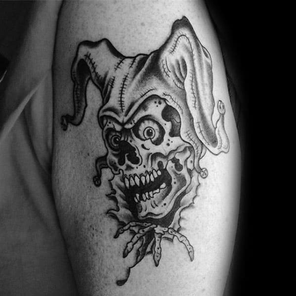Mens Jester Tattoo Design Ideas On Arm.