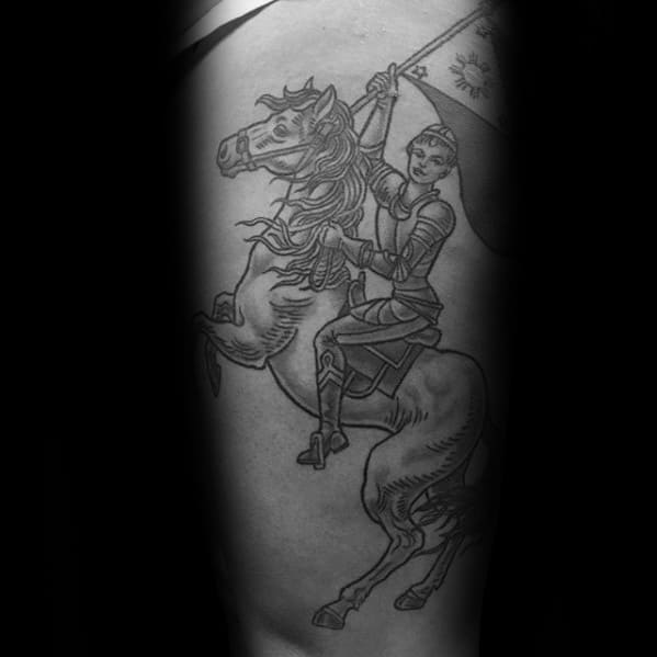 Mens Joan Of Arc Tattoo Design Inspiration