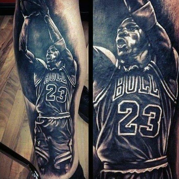 Mens Jordan Chicago Bulls Basketball Leg Tattoo Designs