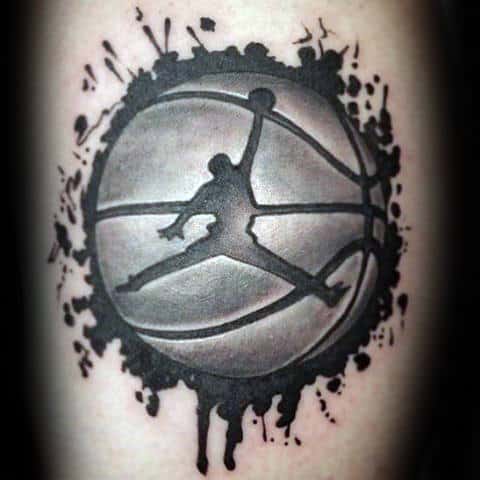 Mens Jordan Logo Paint Splatter Basketball Arm Tattoo