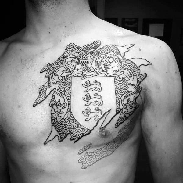 warrior knight armor shield tattoo on shoulder to chest  EntertainmentMesh