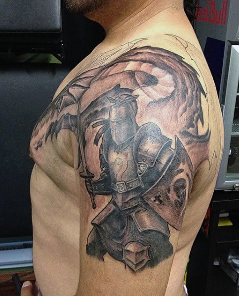 Mens Knights Templar Tattoo Designs On Shoulder