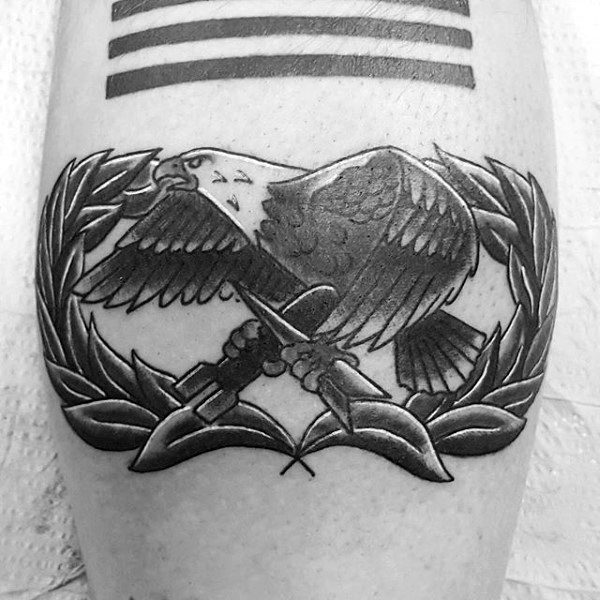 Mens Leg Calf Air Force Tattoos Bald Eagle