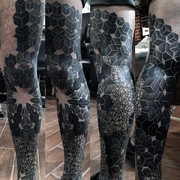 Mens Leg Sleeve Sacred Geometry Tattoos