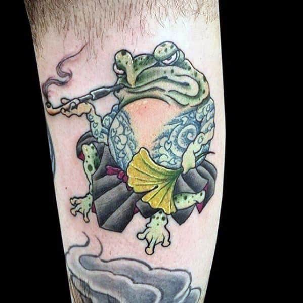 Mens Leg Toad Tattoo Design Ideas