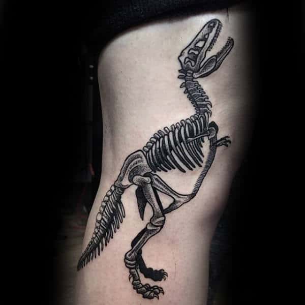 Mens Legs Skeletal Dinosaur Tattoo Design Ideas