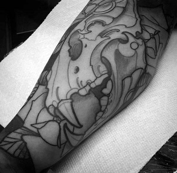 Mens Lion Skull Neo Traditional Sleeve Tattoos