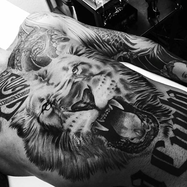 Men's Lion Sleeve Tattoo