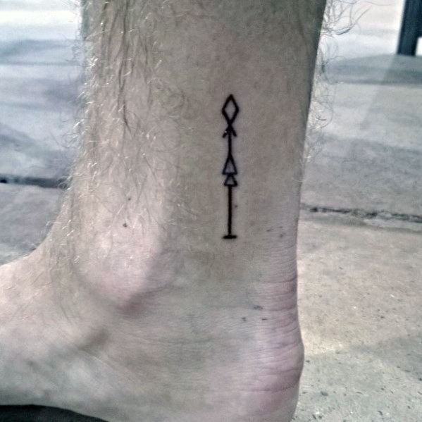 Mens Lower Leg Minimalist Arrow Small Tattoo Ideas