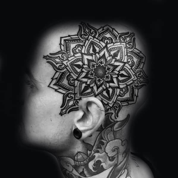 Mens Mandala Tattoo Ideas On Side Of Head