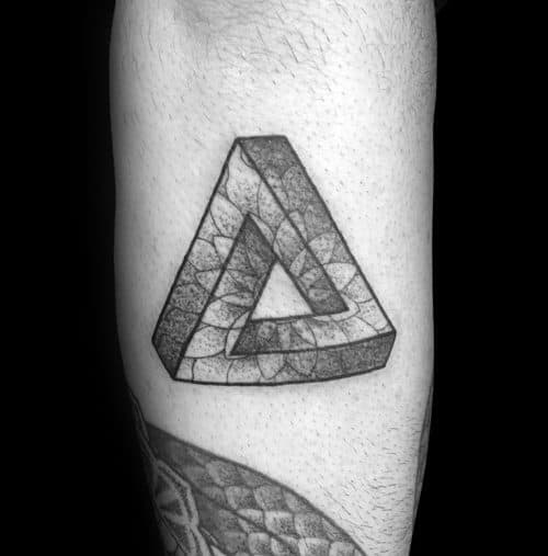 Mens Manly Floral Forearm Penrose Triangle Tattoo Designs