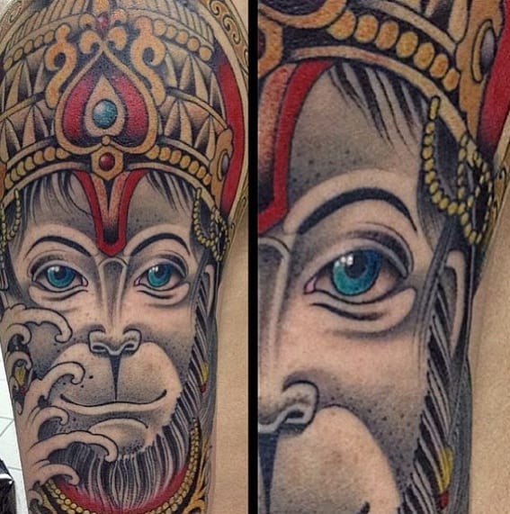 Mens Manly Hanuman Tattoo Designs Arm Sleeve