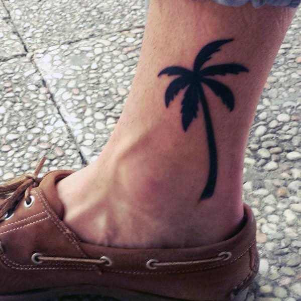Mens Manly Palm Tree Ankle Tattoo Designs
