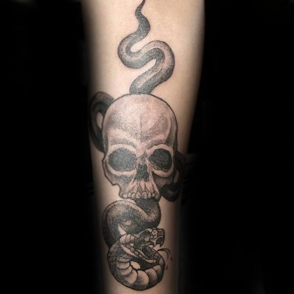 Mens Manly The Dark Mark Tattoo Designs On Inner Forearm