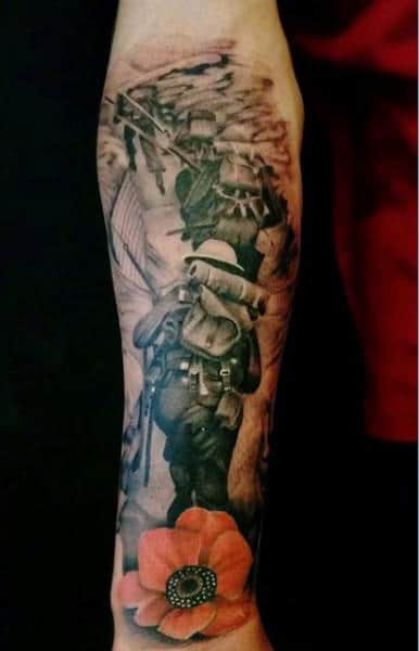 Men's Military Tattoo Tribute Forearm And Wrist