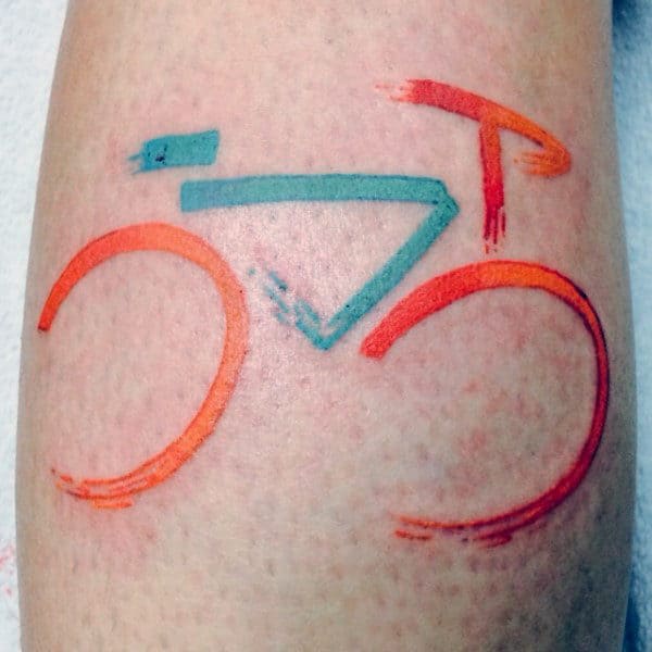 Mens Modern Art Bicycle Tattoo On Thighs