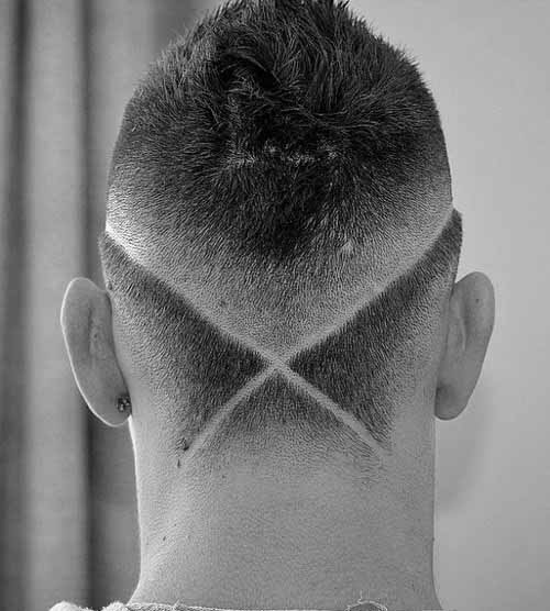 Mens Mohawk Haircut With Crisscrossed Shaven Lines