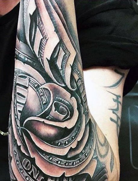 Men's Money Tattoos Designs With Rose