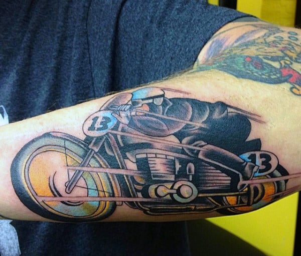 Men's Motorcycle Tattoos On Bicep
