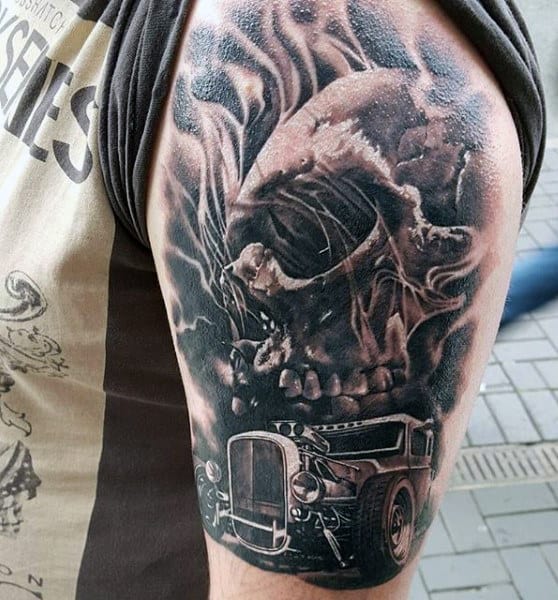 Men's Muscle Car Tattoo On Arm