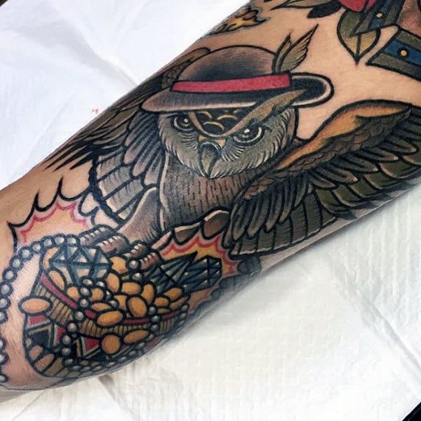 Men's Mystic Owl Tattoo On Arm