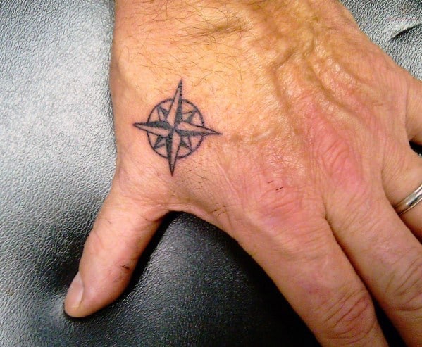 Mens Nautical Star Awesome Simple Hand Tattoo Ideas