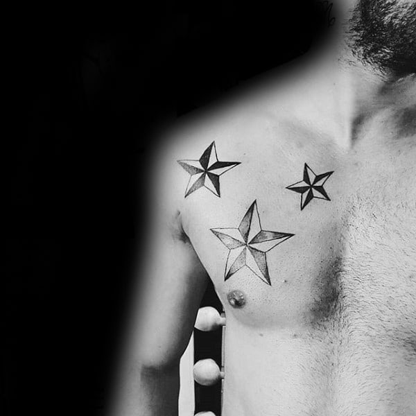 Mens Nautical Stars Tattoo Design Ideas On Chest
