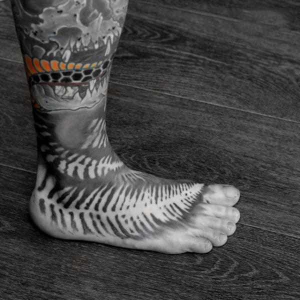 Mens Negative Space Foot Fern Tattoos