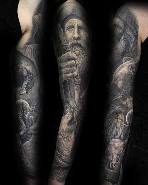 Mens Norse Odin Inspired Full Sleeve Tatttoo