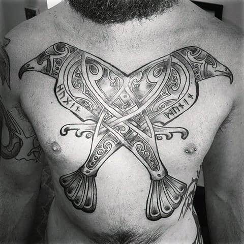 Mens Odins Ravens Tattoo Design Inspiration