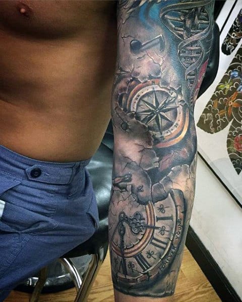 Men's Old School Compass Tattoo