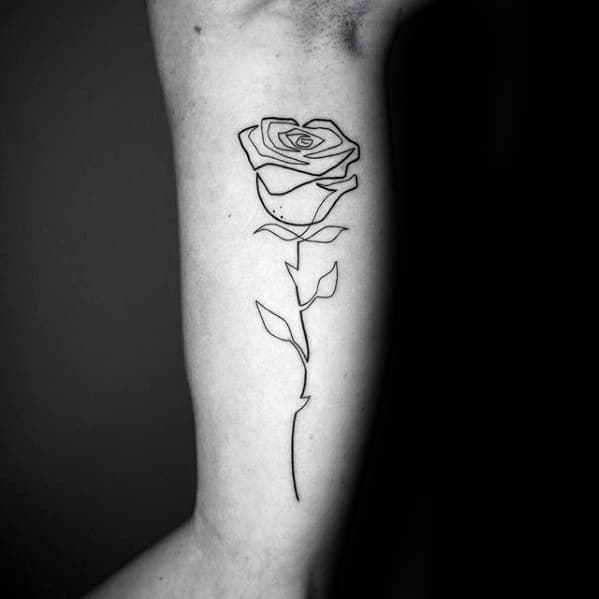 Mens Outline Rose Flower Tattoo Design Ideas