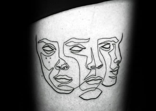 Mens Pablo Picasso Thigh Tattoo Design Inspiration