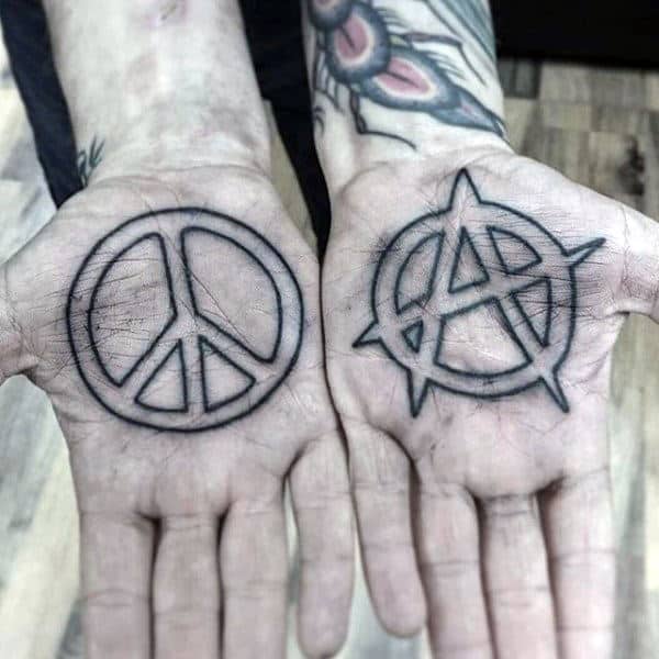 Mens Palm Religious Symbols Tattoos