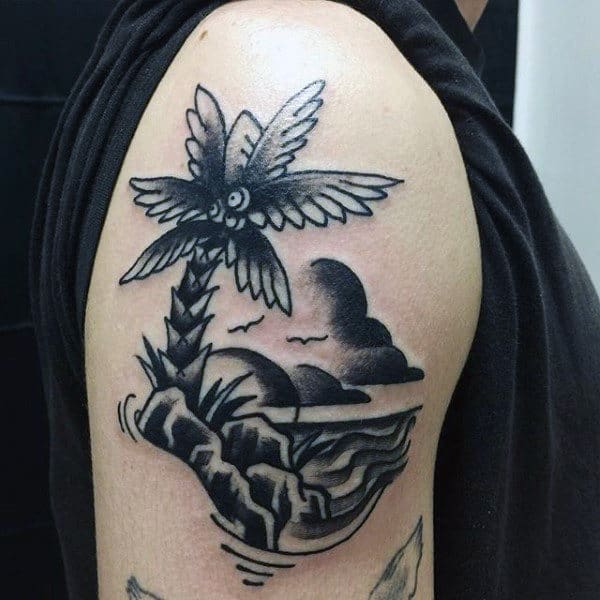 Mens Palm Tree Tattoo On Arms
