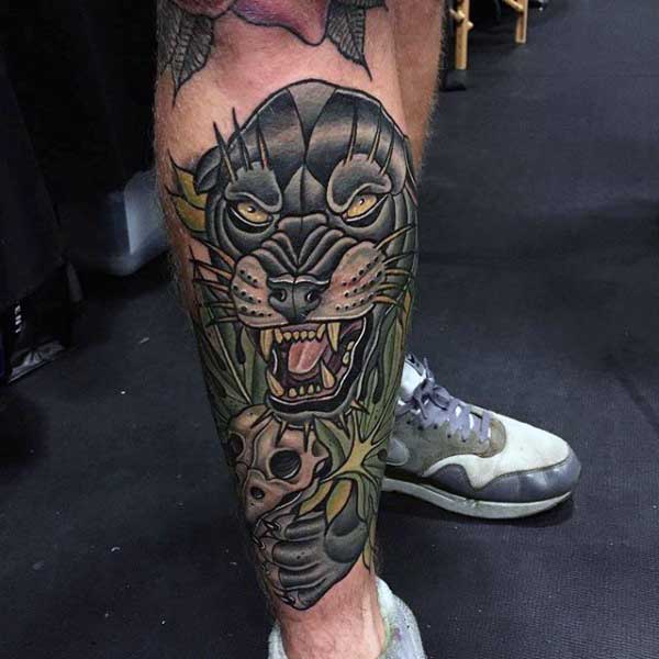 Mens Panther Tattoo Sleeve On Legs