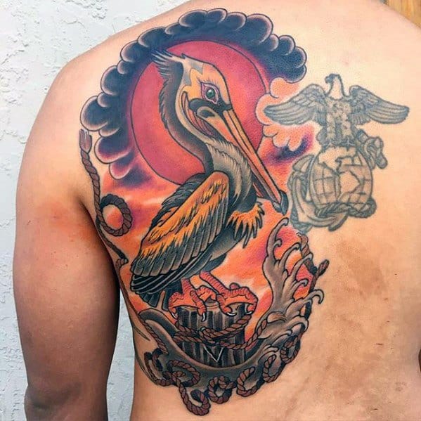 50 Pelican Tattoos For Men  Water Bird Design Ideas  Pelican tattoo Bird  design Tattoos for guys