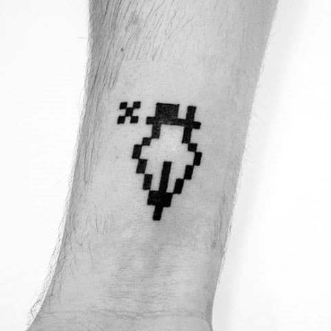 Mens Pen 8 Bit Small Simple Inner Forearm Tattoo