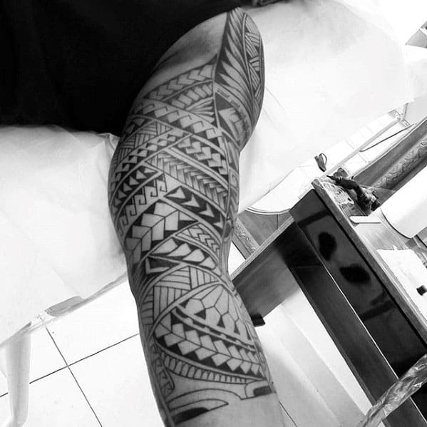 Mens Polynesian Incredible Half Sleeve Tribal Tattoos