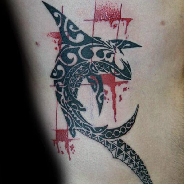 Mens Polynesian Shark Tattoo Design Inspiration