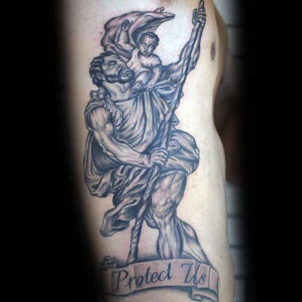 Finished St Christopher tattoo Done by Max PainBayside Tattoo Oak  Harbor WA  rtattoos