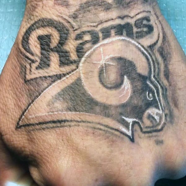 Mens Rams Football Hand Tattoo