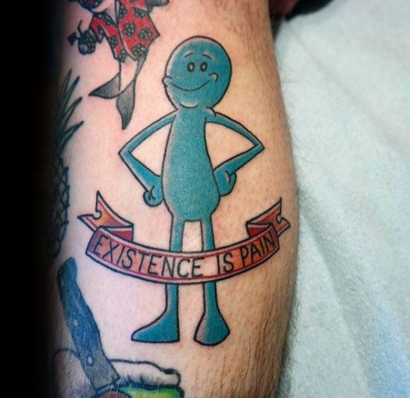 Mens Rick And Morty Meeseeks Tattoo Ideas On Leg