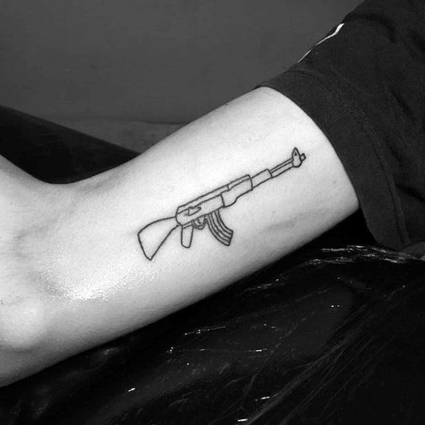 Mens Rifle Ak 47 Cool Simple Inner Arm Tattoo